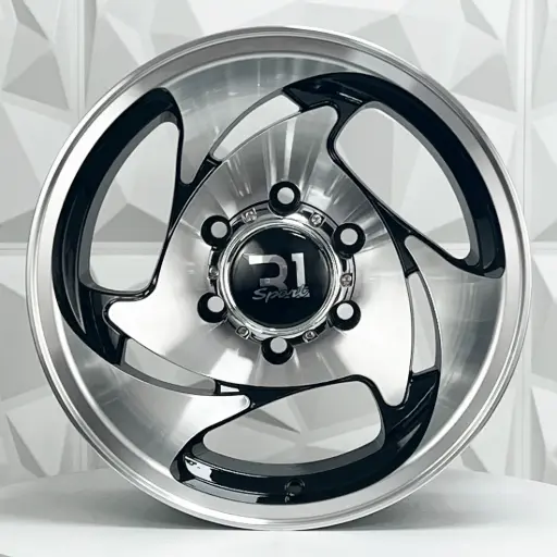 [166585] RIN 16X8 6-114.3 R1 SPORT 1070 BLACK MACHINE FACE MACHINE LIP ET-15 CB73.1
