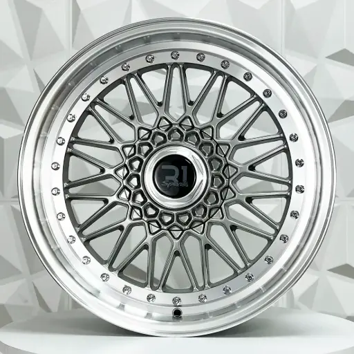 [187513R] RIN 18X9 5-100/112 R1 SPORT 1006 GUNMETAL MACHINE LIP CHROME RIVETS ET30 CB73.1