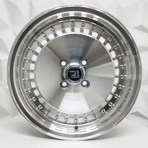 [155574F] RIN 15X7 4-100 R1 SPORT WW949 SILVER MF MI+CHROME RIVETS ET25 CB73.1